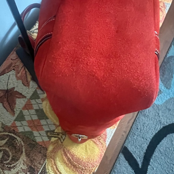 Coach Burnt Orange Suede Patent Trim Lunch Gallery Tote Bag - Picture 11 of 17